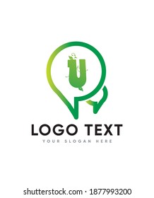 A modern and decorative spring themed letter type U logo template, Vector logo for business and company identity 