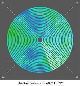Modern decorative technical vector illustration. Visual thermal navigation system. Colorful round heatmap. Image of working radar. Vivid scientific background. Element of design.