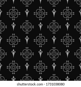 Modern decorative texture, seamless pattern on a black background, dark background pattern. Vector graphics.