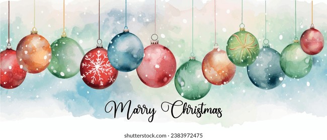 Modern decorative watercolor Christmas balls isolated vector illustration