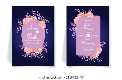 Modern Decorative Watercolor Wedding Invitation Card Design Template