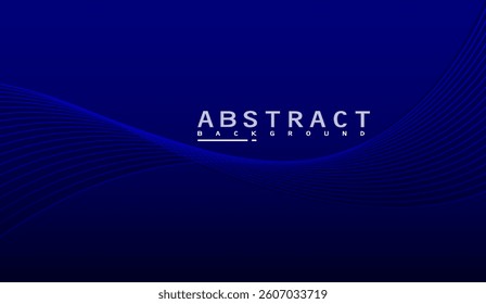 Modern deep blue wave background with flowing lines creates dynamic movement and a sense of futuristic technology, ideal for use in digital designs and presentations