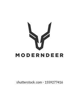 Modern deer antler head logo graphic icon design