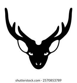 Modern Deer Head Graphic, Hunting Clipart Vector with Stylized Geometric Shape, Antlers and Eyes