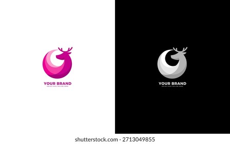 Logotipo moderno de la cabeza del ciervo con estilo del gradiente. Icono elegante de la vida silvestre, diseño de Plantilla para identidad corporativa, agencia creativa y marca de mascotas