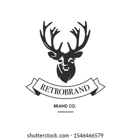 Modern deer head retro logo vector 