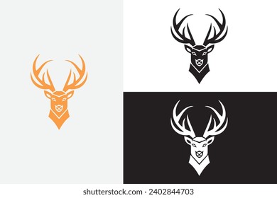 a modern deer head  white logo sample clean design art