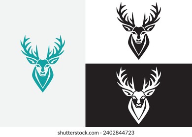 a modern deer head  white logo sample clean design art