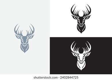 un logotipo blanco de cabeza de ciervo moderno muestra arte de diseño limpio