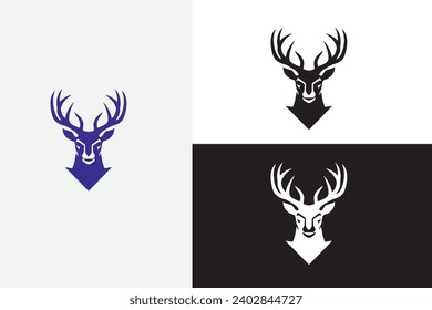 a modern deer head  white logo sample clean design art
