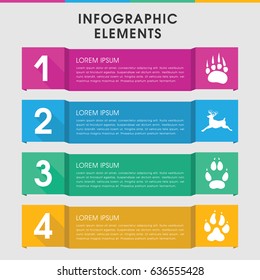 Modern deer infographic template. infographic design with deer icons includes animal paw. can be used for presentation, diagram, annual report, web design.