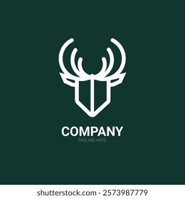 Modern Deer Logo with Antlers - Vector Design for Business and Branding