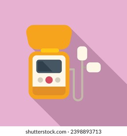 Modern defib icon flat vector. Portable medical device. Breath attack