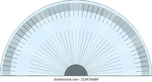 Modern degree ruler, illustration, vector on a white background.