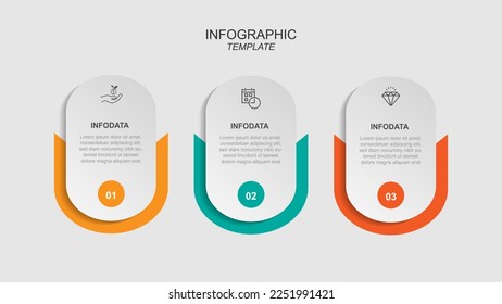 Vector de plantilla de diseño gráfico moderno con tres pasos o opción