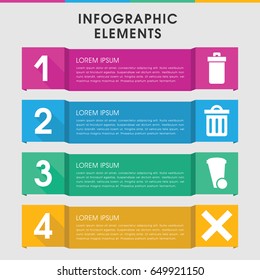 Modern delete infographic template. infographic design with delete icons includes trash bin. can be used for presentation, diagram, annual report, web design.