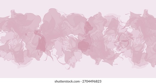 Una Ilustración vectorial de nubes rosa moderna, delicada y Grande. Un cielo pastel suave aislado sobre un fondo transparente. eps 10