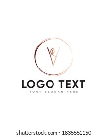Modern delicate  leaves ornaments decorative letter type V logo template, Vector logo for business and company identity 