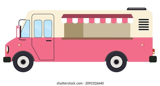 Modern Delicious Comercial Food Truck Vehículo de ilustración vector