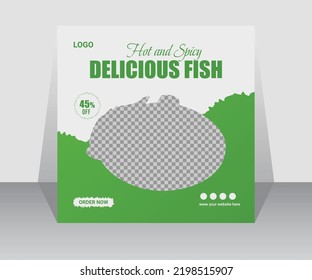 Modern Delicious Fish Food Menu Social Media Banner Design