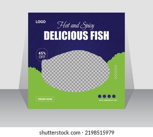 Modern Delicious Fish Food Menu Social Media Banner Design