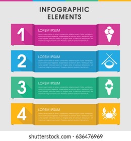 Modern delicious infographic template. infographic design with delicious icons includes crab, ice cream. can be used for presentation, diagram, annual report, web design.