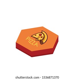 modern delicious pizza slice with pepperoni cheese topping box vector logo design