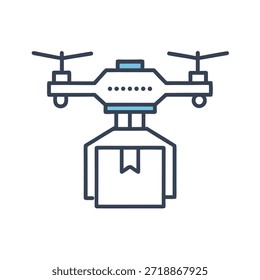 Modern Delivery Drone Icon, Smart Technology Flying Robot für Logistik und Fernbedienung Lieferung