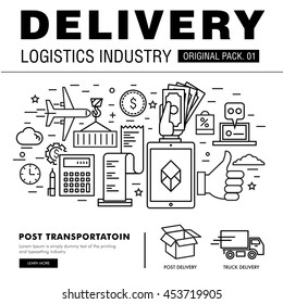 Modern delivery industry pack. Thin line icons set logistic network. Transport set collection with global industry elements. Premium quality vector symbol. Stroke pictogram for web design.