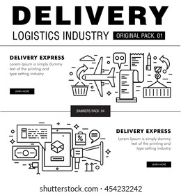 Modern delivery industry pack. Thin line icons set logistic network. Transport set collection with global industry elements. Premium quality vector symbol. Stroke pictogram for web design.