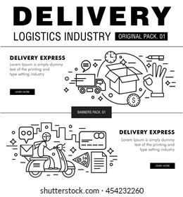 Modern delivery industry pack. Thin line icons set logistic network. Transport set collection with global industry elements. Premium quality vector symbol. Stroke pictogram for web design.