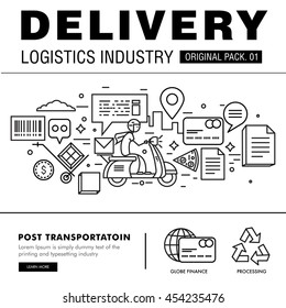 Modern delivery industry pack. Thin line icons set logistic network. Transport set collection with global industry elements. Premium quality vector symbol. Stroke pictogram for web design.