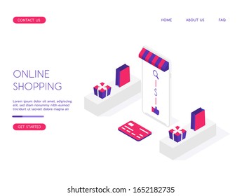 Modern Delivery Service vector isometric illustration. Good for business/delivery/work/shopping subjects.
