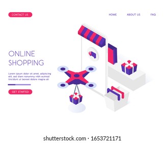 Modern Delivery Service vector isometric illustration. Good for business/delivery/work/shopping subjects.