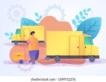 Modern Delivery service Web Deisgn. Mobile smart phone with app delivery tracking. Modern flat design creative info graphics on application. Vector illustration