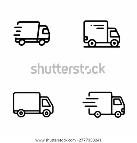 Modern Delivery Truck Icon Set Collection for Logistics and Shipping Services