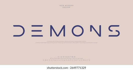 Fontes do alfabeto dos Demônios modernos. Tipografia esporte, simples, tecnologia, moda, digital, futuro criativo logotipo fonte.