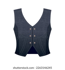 Modern denim clothing composition with isolated image of textile product made of jeans fabric vector illustration