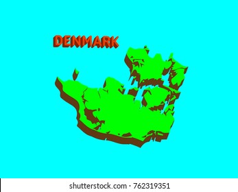 Modern Denmark 3d Map on blue background.Vector illustration EPS 10