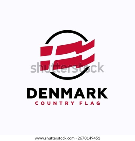 Modern Denmark flag logo design with abstract circular shape. Suitable for national identity, sports team, travel agency, etc.