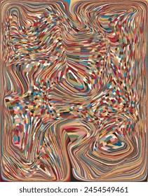Modern, dense, colorful, twirling pattern