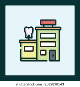 Modern Dental Clinic Building Icon Illustration