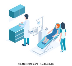 Modern Dental Clinic vector isometric illustration.  