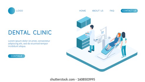 Modern Dental Clinic vector isometric illustration.  