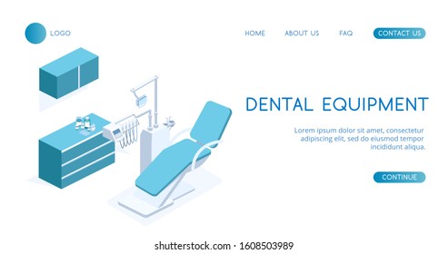 Modern Dental Equipment vector isometric illustration.  