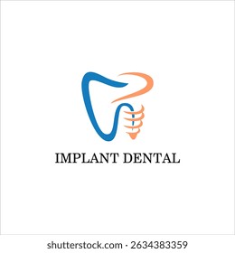 Modern Dental Implant Logo Design with Tooth Symbol and Clean Vector Style for Dentist Clinic Branding Medical Health Care or Orthodontic Treatment Concept