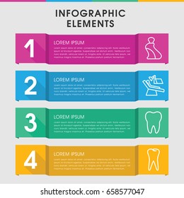 Modern dental infographic template. infographic design with dental icons includes cream tube, tooth. can be used for presentation, diagram, annual report, web design.