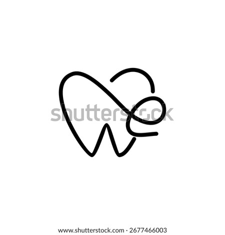 Modern dental logo combining a tooth outline with the letter "E" in a smooth line art style, symbolizing elegance, care, and professional dentistry.