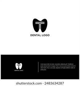 modern dental logo with initial T or TT tooth vector for clinic health care template