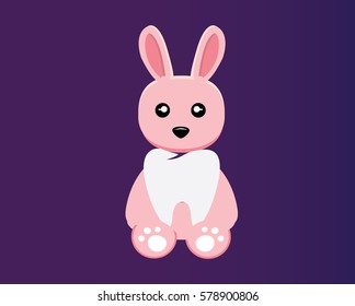 Modern Dental Logo Symbol - Cute Pink Rabbit Kids Dental